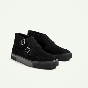Zara Black Double-buckle High Top Sneakers for Men